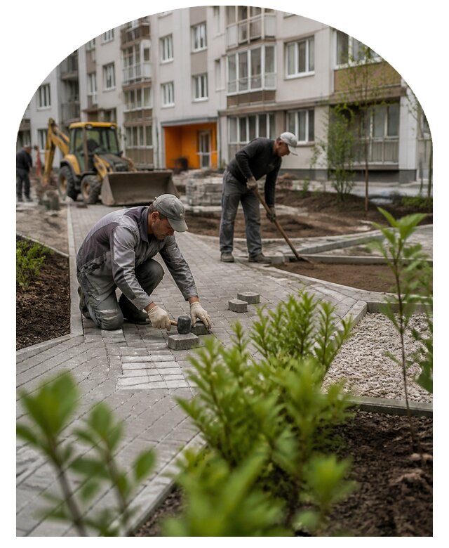 Благоустройство двора многоквартирного дома в Карабулаке